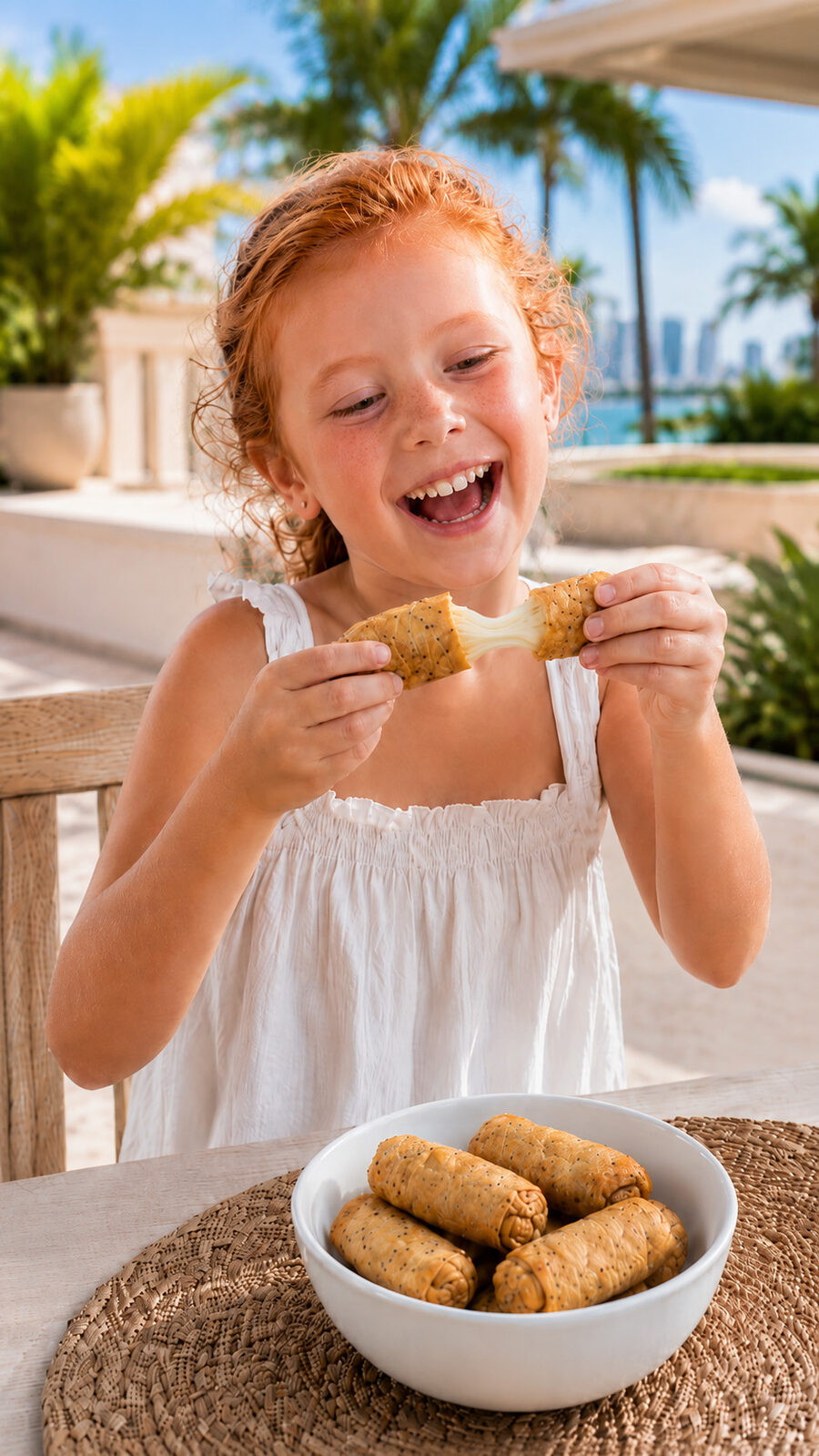 Family enjoying tequeños in Miami